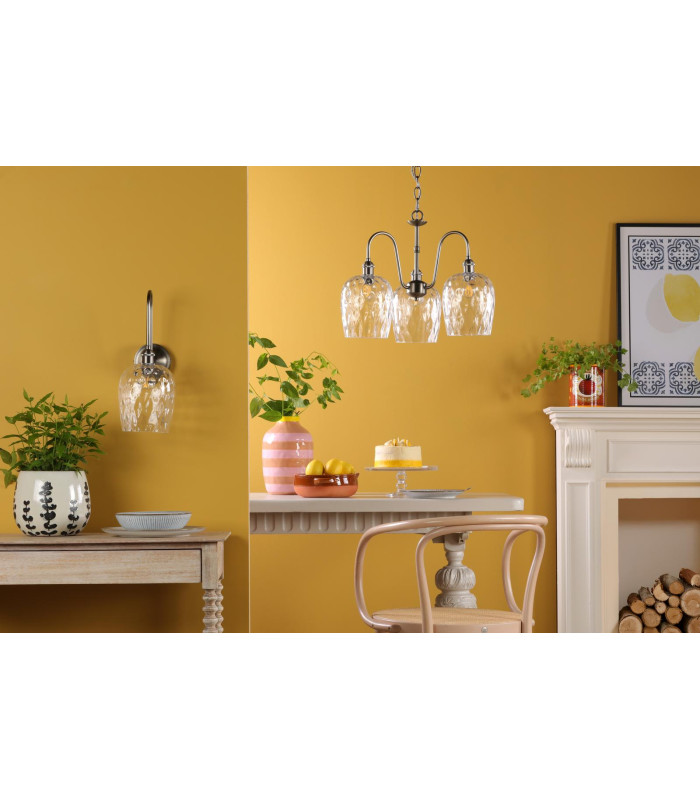 Hadano 3 Light Ceiling Pendant Antique Chrome and Glass-3