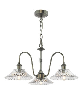 Hadano 3 Light Ceiling Pendant Antique Chrome and Glass-1