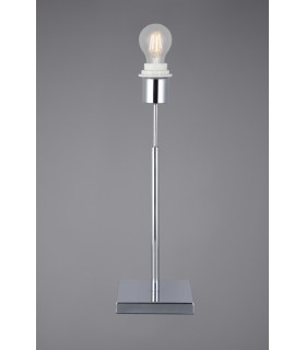 Square Base Small Table Lamp without Shade, Inline Switch, 1 Light E27 Polished Chrome - 2