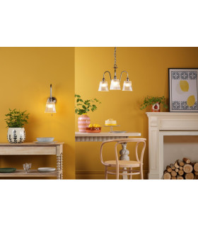 Hadano 3 Light Ceiling Pendant Antique Chrome and Ribbed Glass-2
