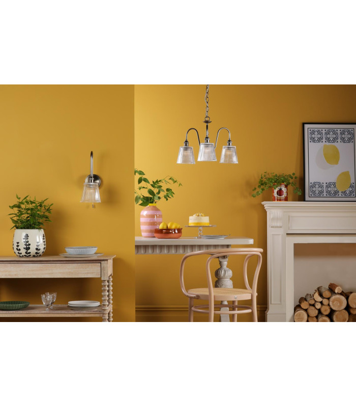 Hadano 3 Light Ceiling Pendant Antique Chrome and Ribbed Glass-3