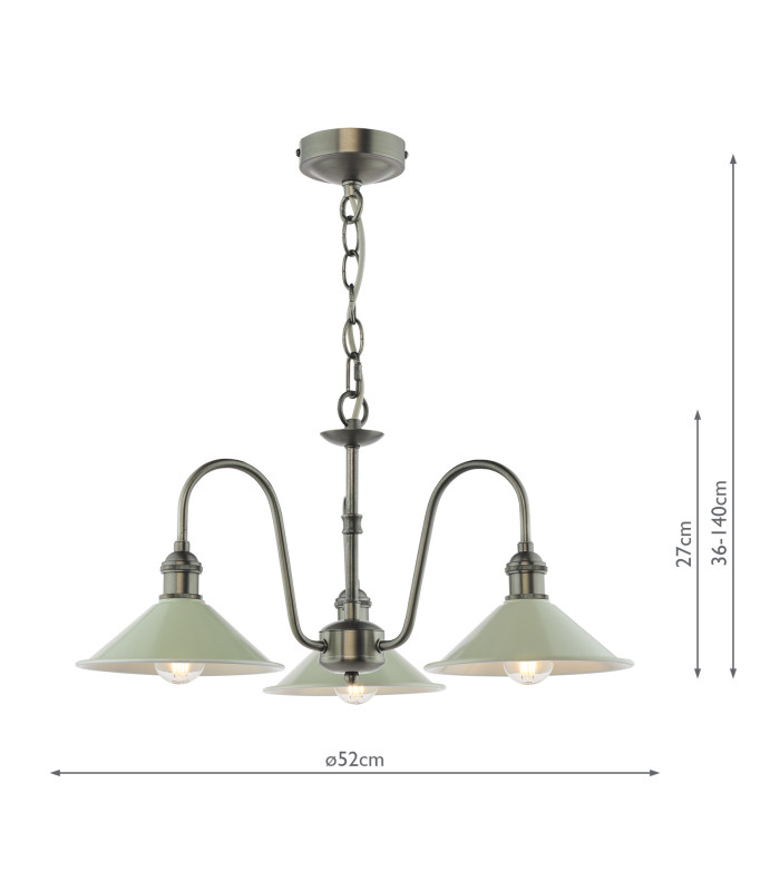 Hadano 3 Light Ceiling Pendant Antique Chrome and Matt Taupe-2