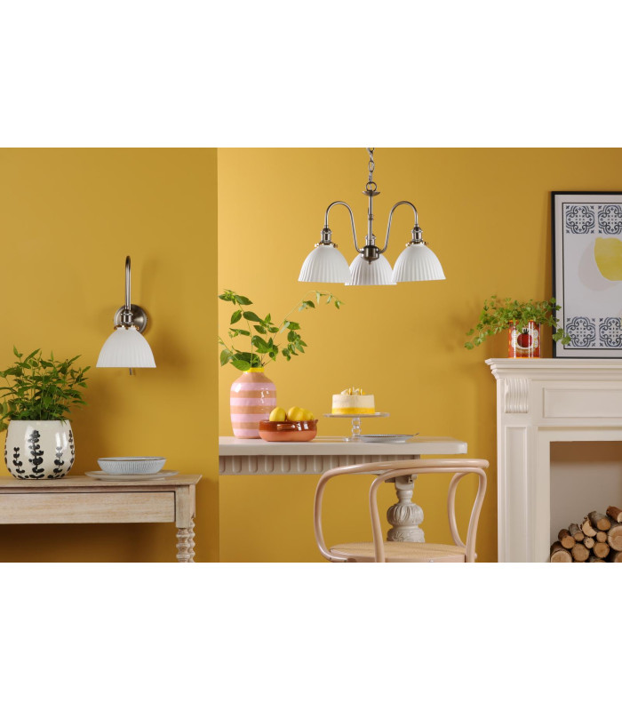 Hadano 3 Light Ceiling Pendant Antique Chrome and White Ceramic-3