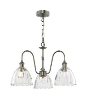 Hadano 3 Light Ceiling Pendant Antique Chrome and Glass-1
