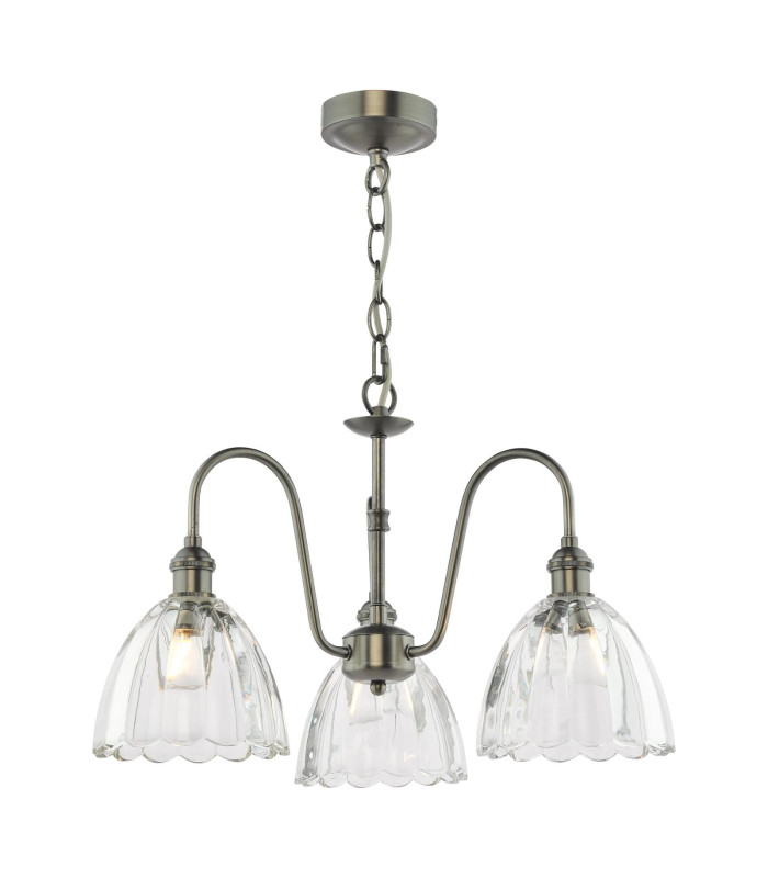 Hadano 3 Light Ceiling Pendant Antique Chrome and Glass-1