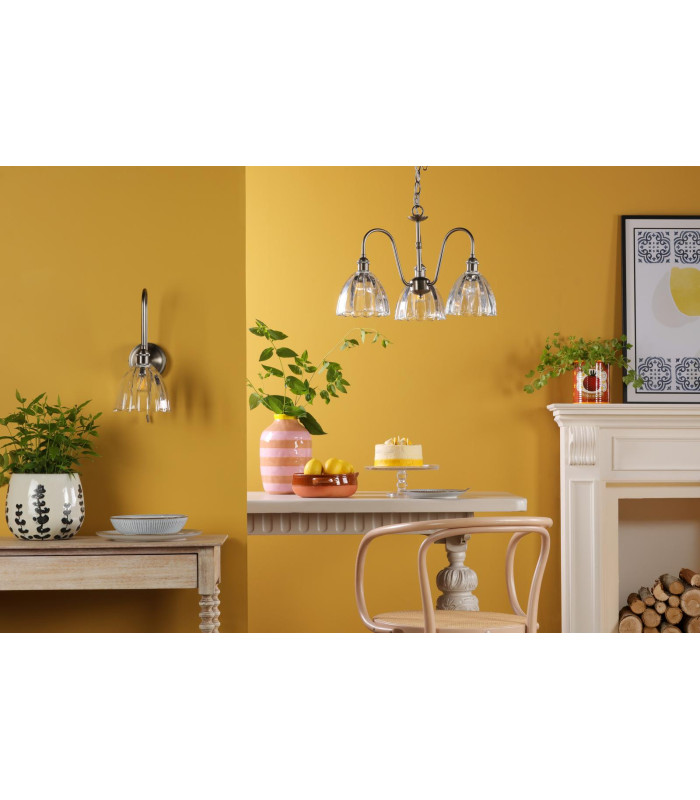 Hadano 3 Light Ceiling Pendant Antique Chrome and Glass-3