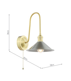 Hadano Wall Light Natural Brass and Antique Chrome-2