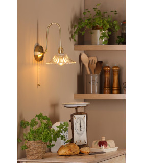 Hadano Wall Light Natural Brass and Glass-2