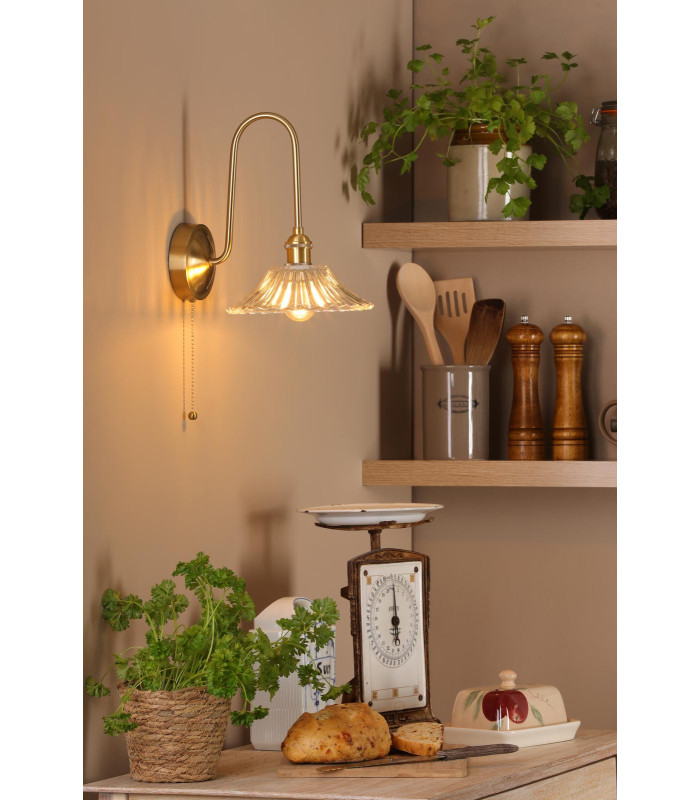 Hadano Wall Light Natural Brass and Glass-2