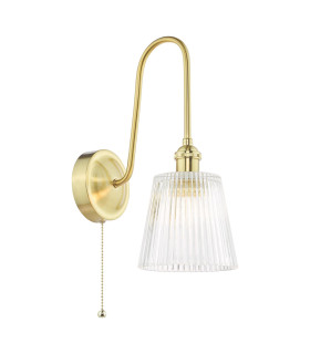 Hadano Wall Light Natural Brass and Ribbed Glass-1