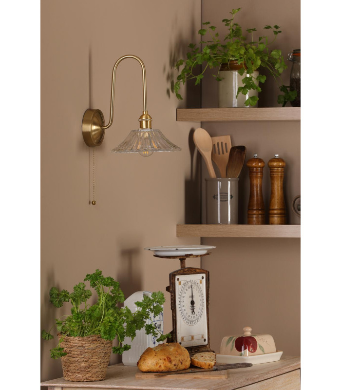 Hadano Wall Light Natural Brass and Glass-3
