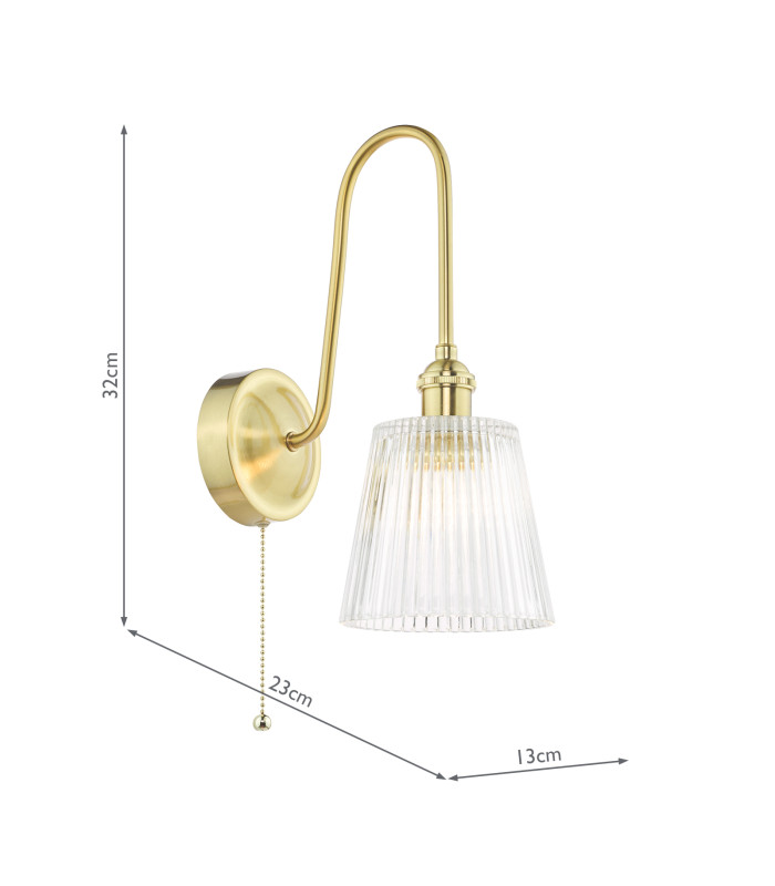 Hadano Wall Light Natural Brass and Ribbed Glass-2