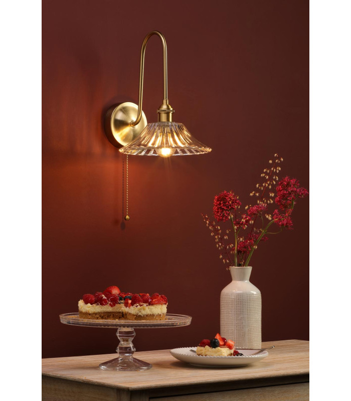 Hadano Wall Light Natural Brass and Glass-4