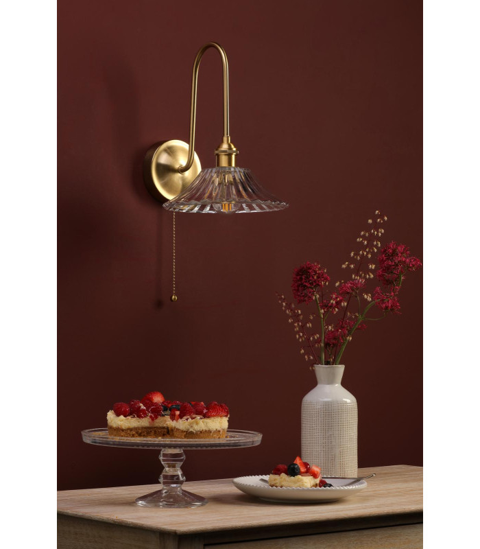 Hadano Wall Light Natural Brass and Glass-5