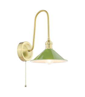 Hadano Wall Light Natural Brass and Matt Green-1
