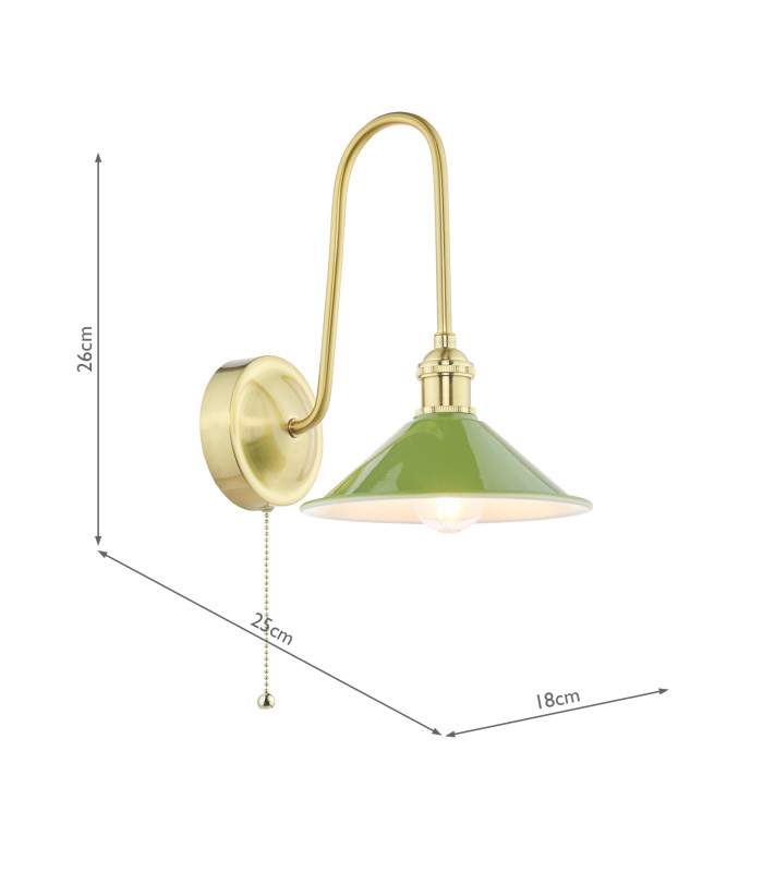 Hadano Wall Light Natural Brass and Matt Green-2
