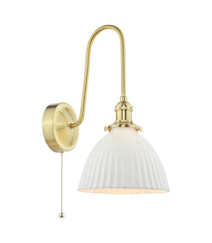 Hadano Wall Light Natural Brass and White Ceramic-1