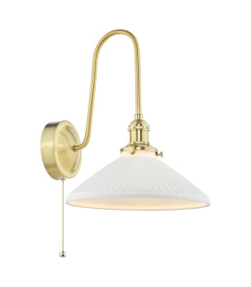 Hadano Wall Light Natural Brass and White Ceramic-1