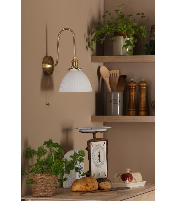 Hadano Wall Light Natural Brass and White Ceramic-3