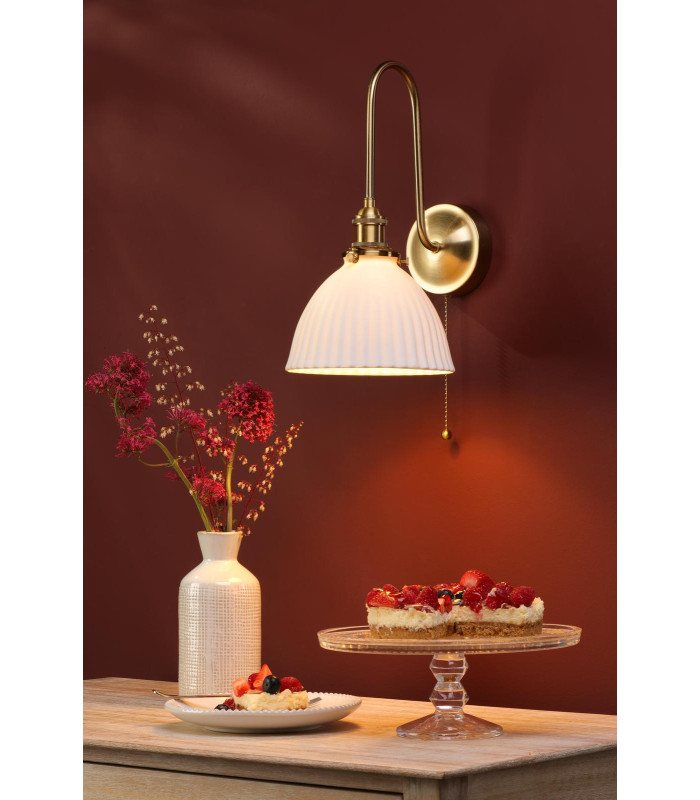 Hadano Wall Light Natural Brass and White Ceramic-4