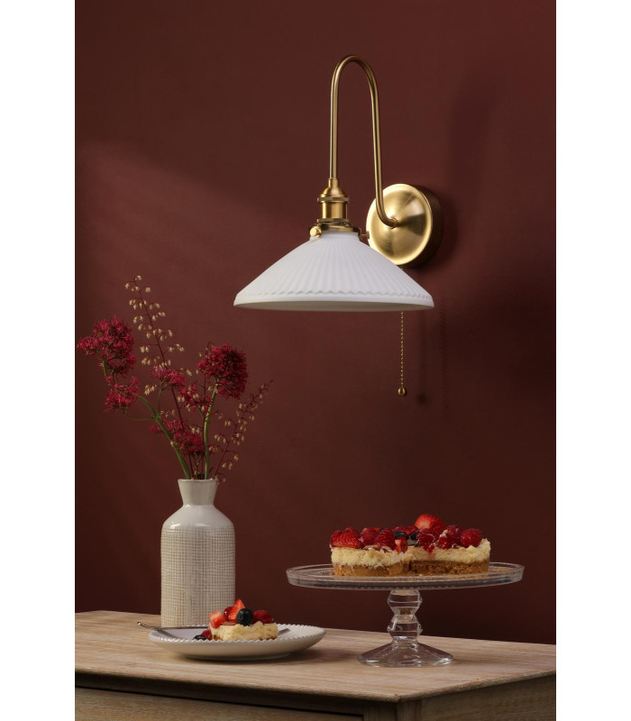 Hadano Wall Light Natural Brass and White Ceramic-3