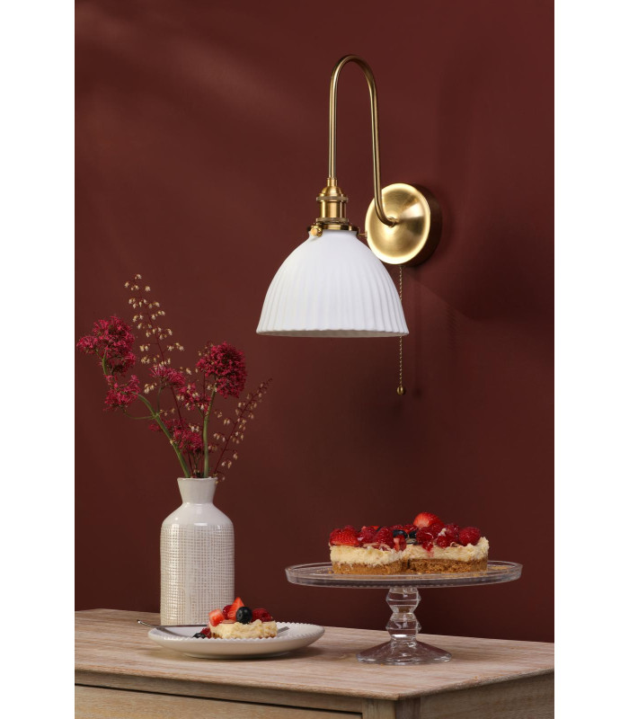 Hadano Wall Light Natural Brass and White Ceramic-5