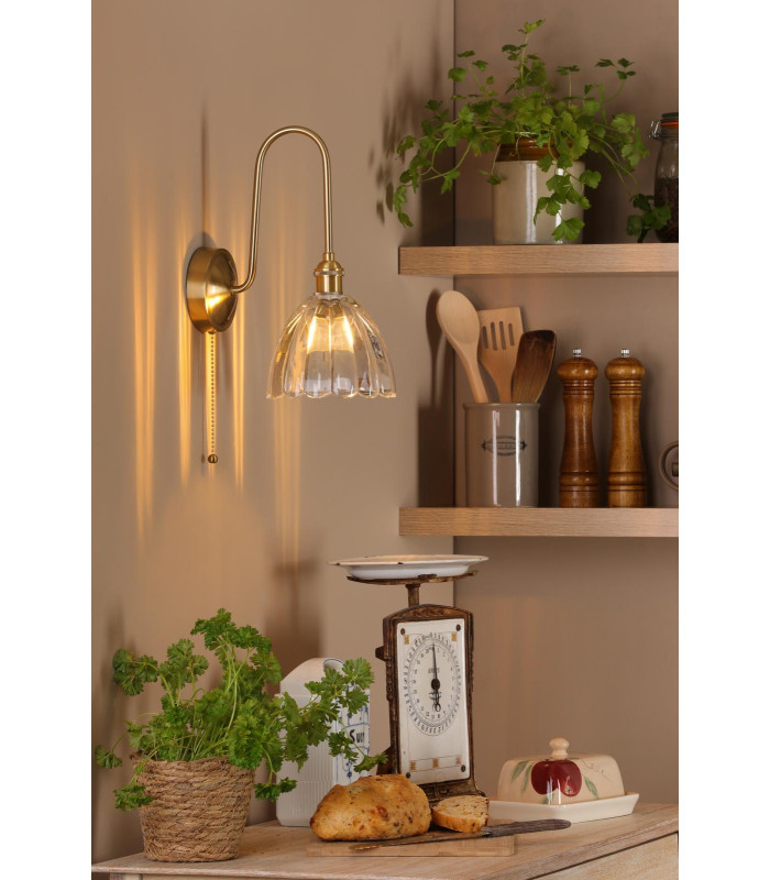 Hadano Wall Light Natural Brass and Glass-2