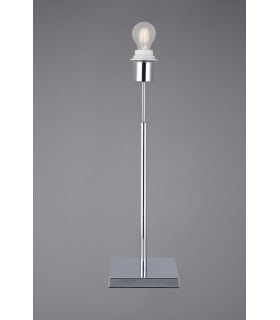 Square Base Medium Table Lamp without Shade, Inline Switch, 1 Light E27 Polished Chrome - 2