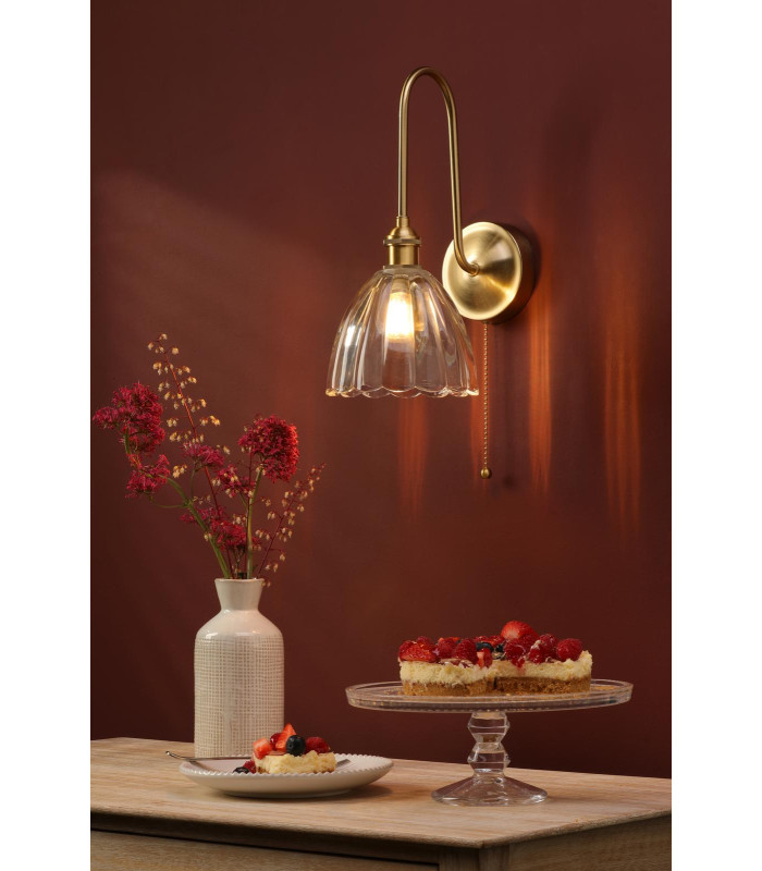 Hadano Wall Light Natural Brass and Glass-4