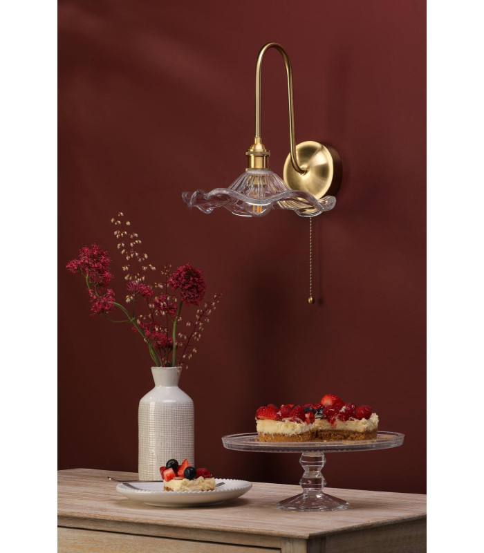 Hadano Wall Light Natural Brass and Glass-3