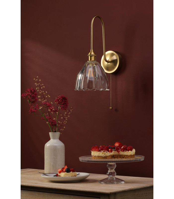Hadano Wall Light Natural Brass and Glass-5
