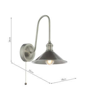 Hadano Wall Light Antique Chrome and Antique Pewter-2