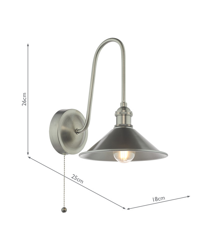 Hadano Wall Light Antique Chrome and Antique Pewter-2