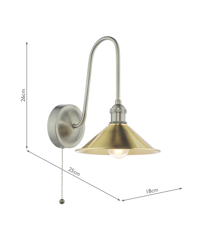 Hadano Wall Light Antique Chrome and Aged Brass-4