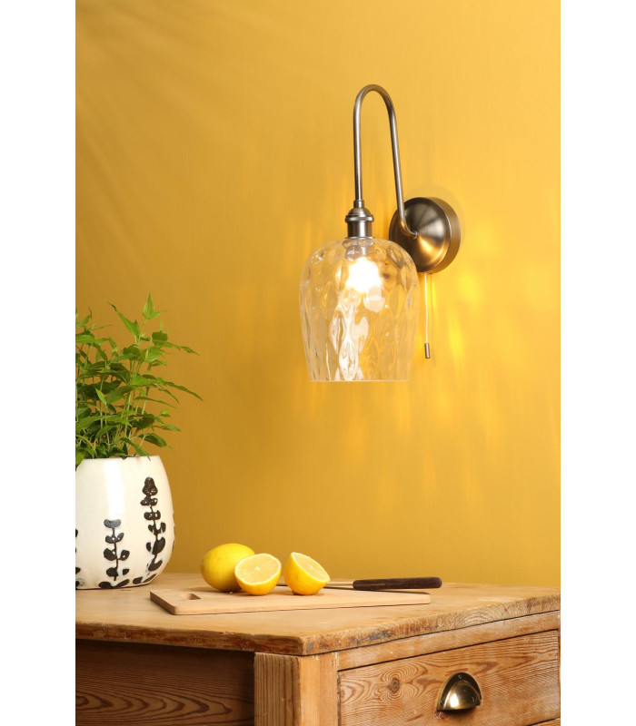 Hadano Wall Light Antique Chrome and Glass-2