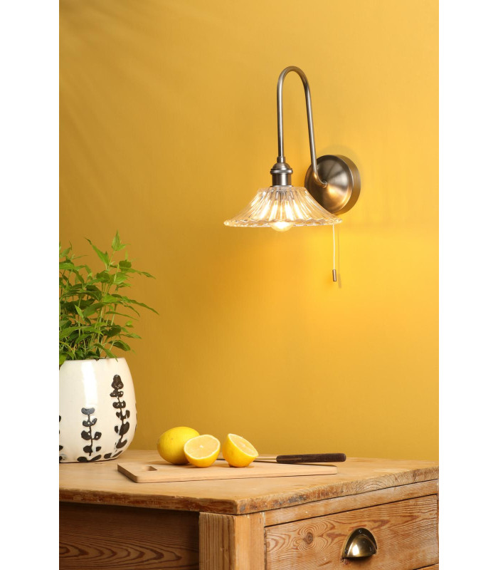 Hadano Wall Light Antique Chrome and Glass-2