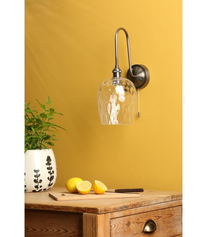 Hadano Wall Light Antique Chrome and Glass-3