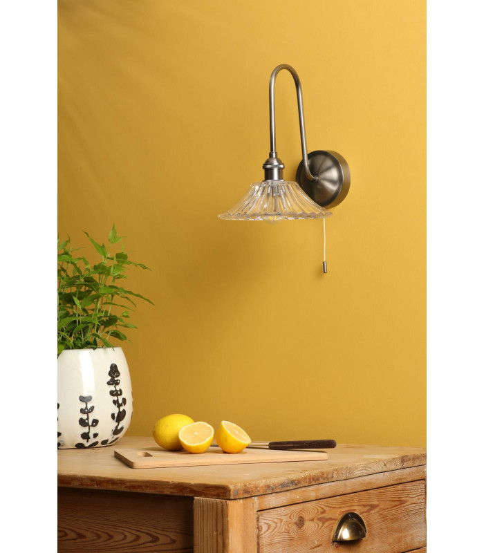 Hadano Wall Light Antique Chrome and Glass-3