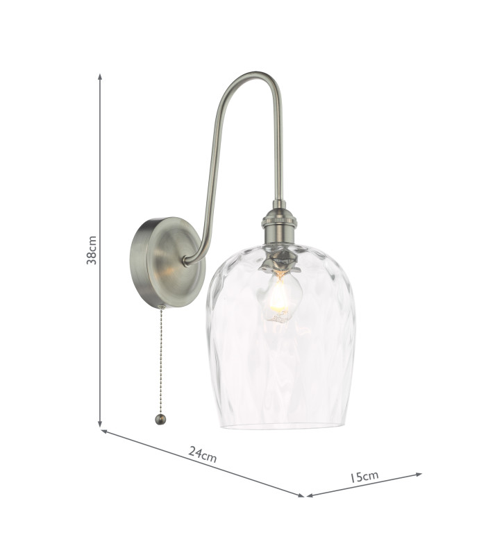 Hadano Wall Light Antique Chrome and Glass-4