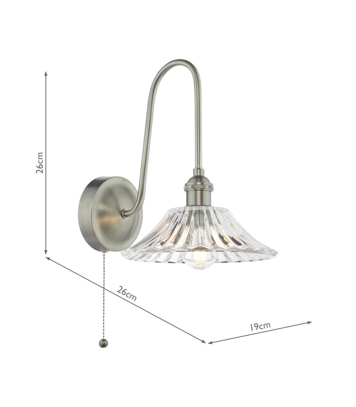 Hadano Wall Light Antique Chrome and Glass-4