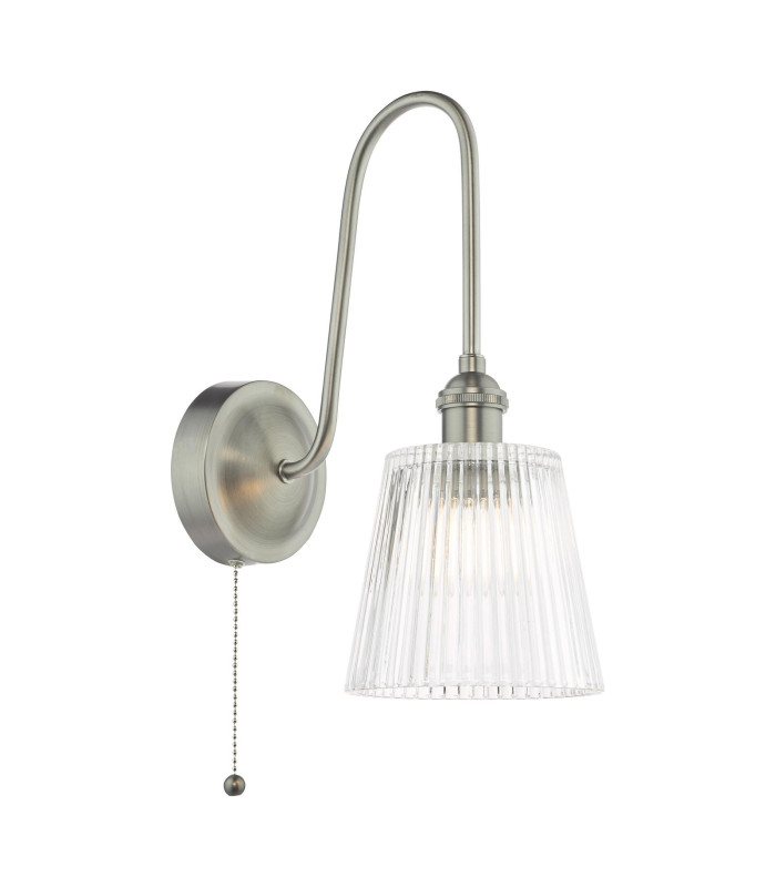 Hadano Wall Light Antique Chrome and Ribbed Glass-1