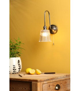 Hadano Wall Light Antique Chrome and Ribbed Glass-2