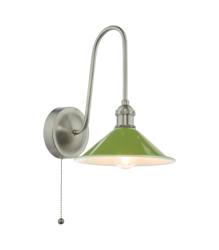 Hadano Wall Light Antique Chrome and Matt Green-1