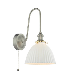 Hadano Wall Light Antique Chrome and White Ceramic-1
