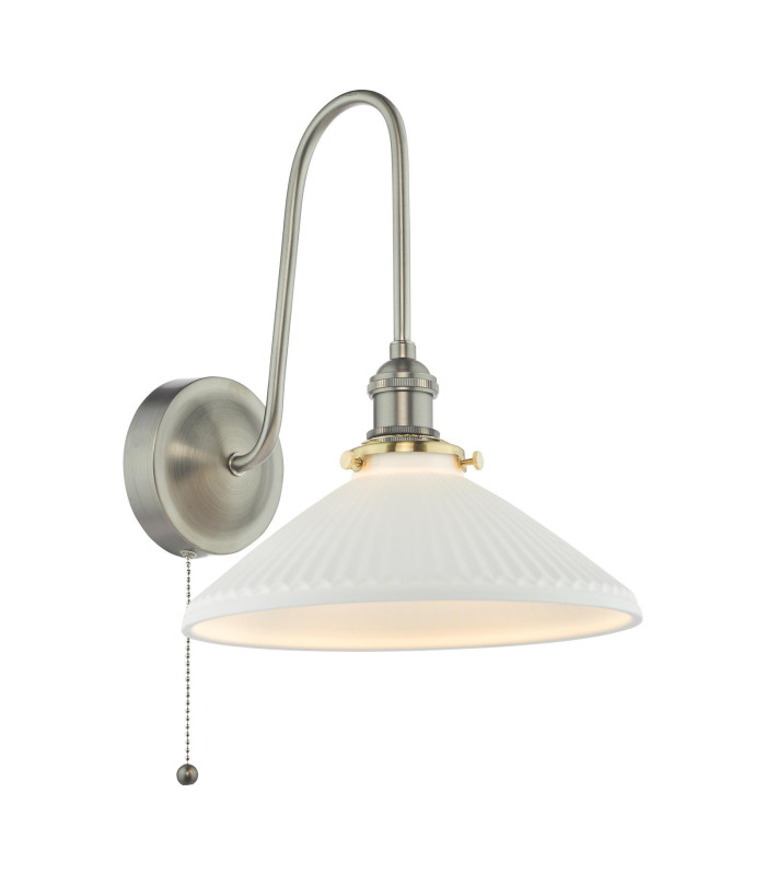 Hadano Wall Light Antique Chrome and White Ceramic-1