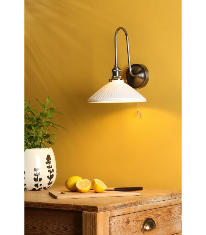 Hadano Wall Light Antique Chrome and White Ceramic-2