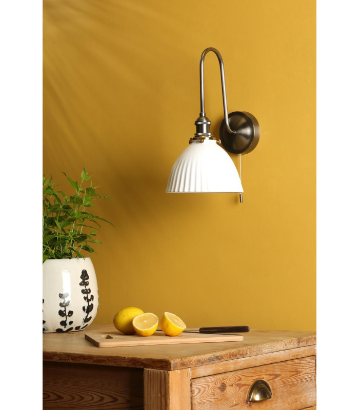 Hadano Wall Light Antique Chrome and White Ceramic-3