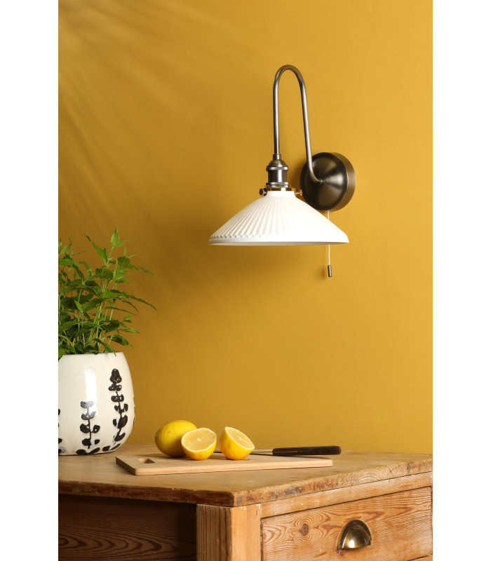 Hadano Wall Light Antique Chrome and White Ceramic-3