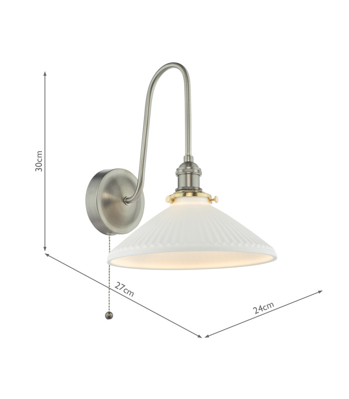 Hadano Wall Light Antique Chrome and White Ceramic-4