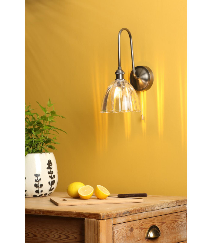Hadano Wall Light Antique Chrome and Glass-2